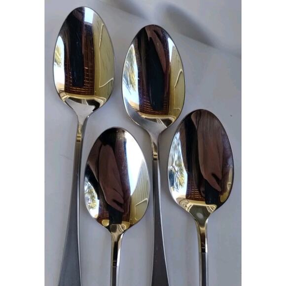ONEIDA 18/10 Satin Garnet Stainless Lot Of 8 Spoons 4 Teaspoons 4 Soup Spoons - Picture 5 of 11